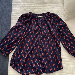 Old Navy silky button down shirt with adorable bird print